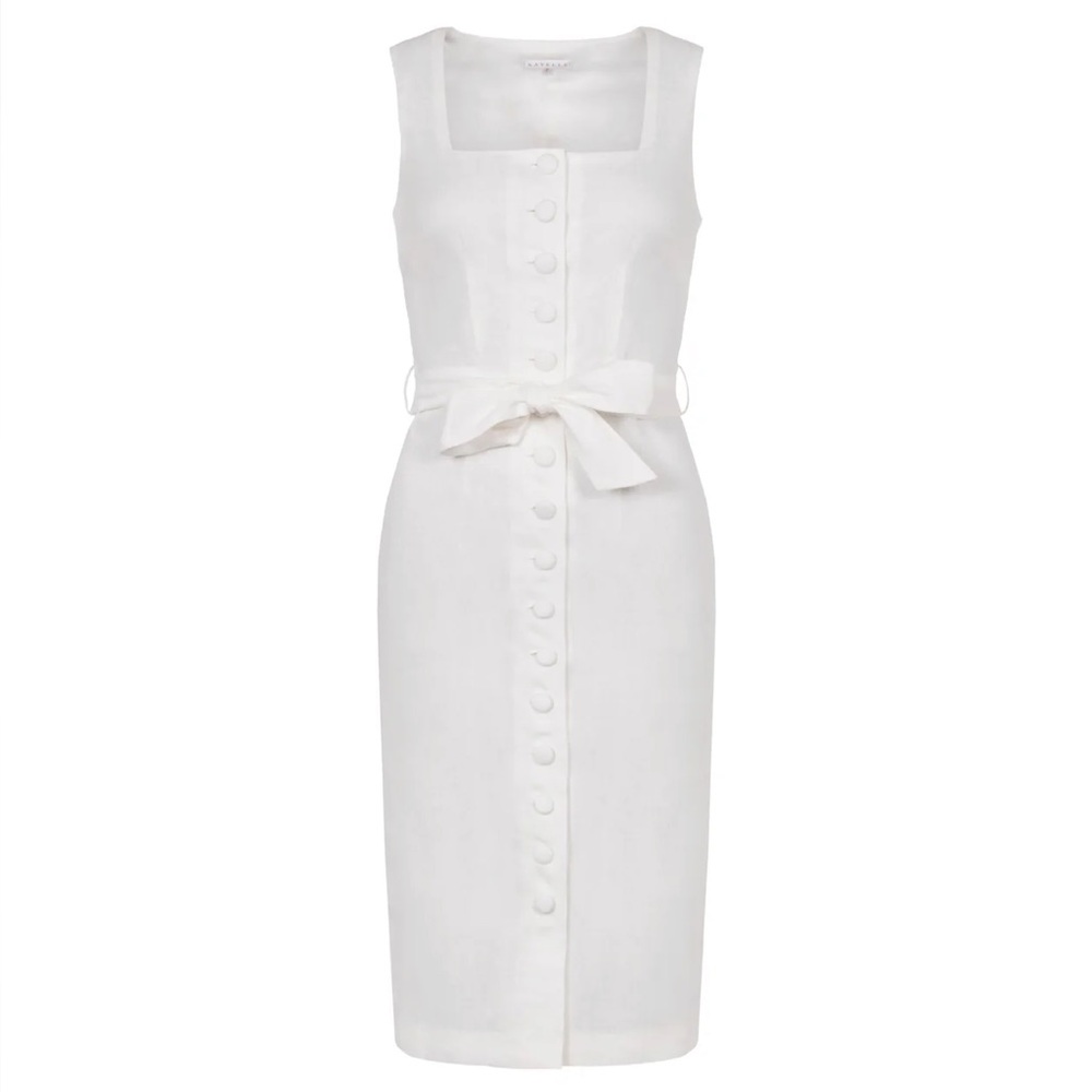 Aavelle Linen Button Pencil Dress Sz M